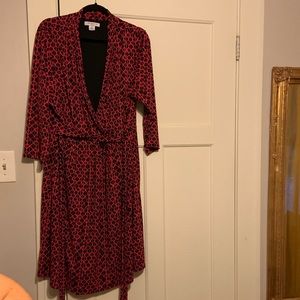 Stretchy Faux Wrap Dress - geometric pattern